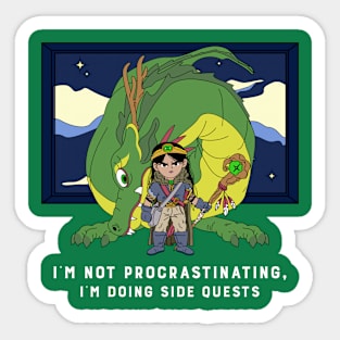 I'm not procrastinating, I'm doing side quests RPG OSR Sticker